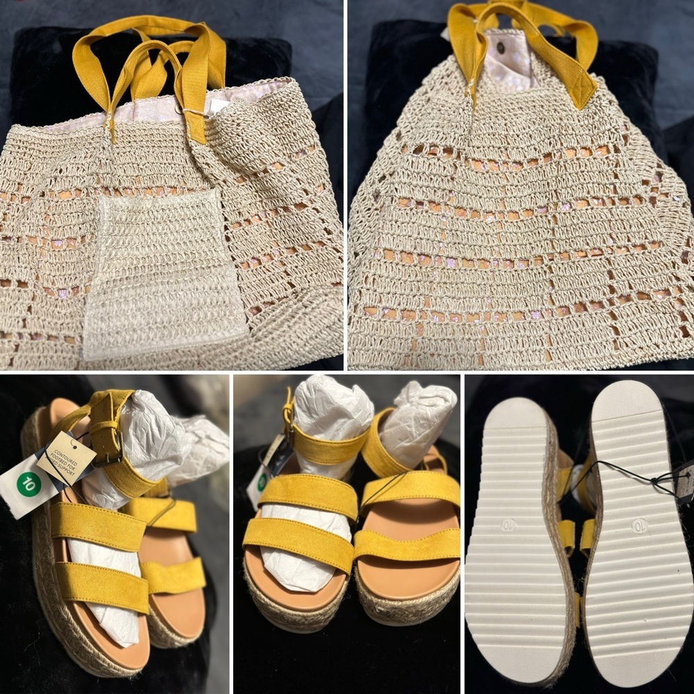 Yellow Sandals w bag